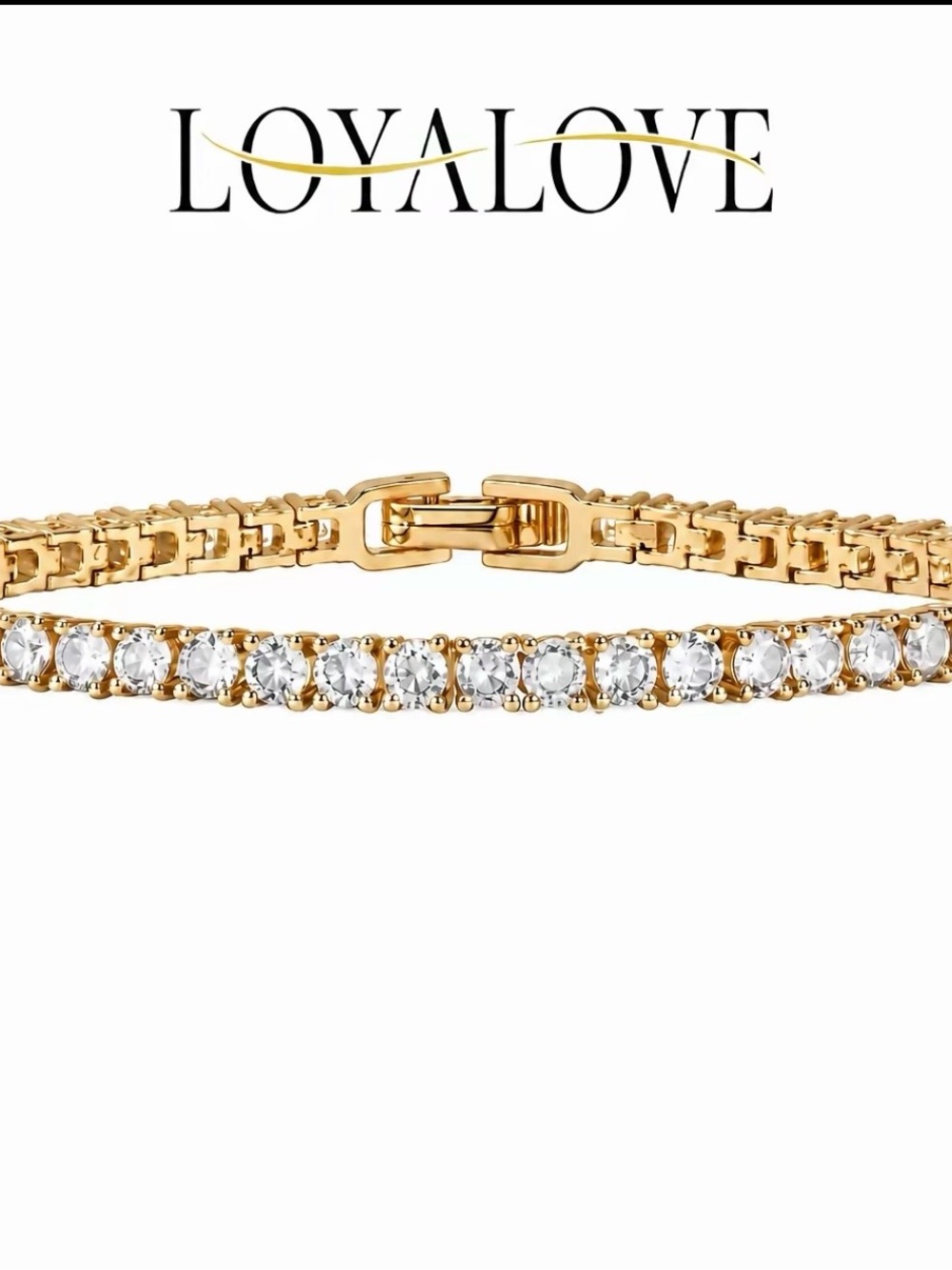 Loyalove Gold Crystal Tennis Bracelet